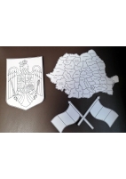 SIMBOLURILE ȘI HARTA ROMÂNIEI - SILUETE DIN CARTON PENTRU COLORAT