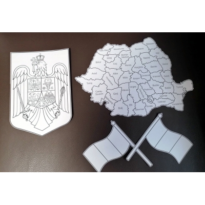 SIMBOLURILE ȘI HARTA ROMÂNIEI - SILUETE DIN CARTON PENTRU COLORAT SIMBOLURILE ȘI HARTA ROMÂNIEI - SILUETE DIN CARTON PENTRU COLORAT